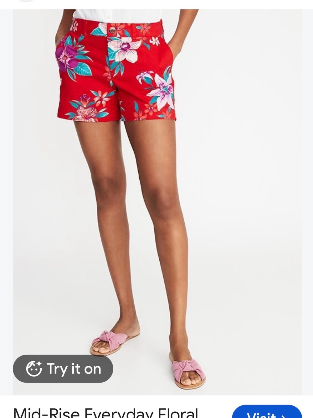 Old Navy Red Floral Print Women's Shorts